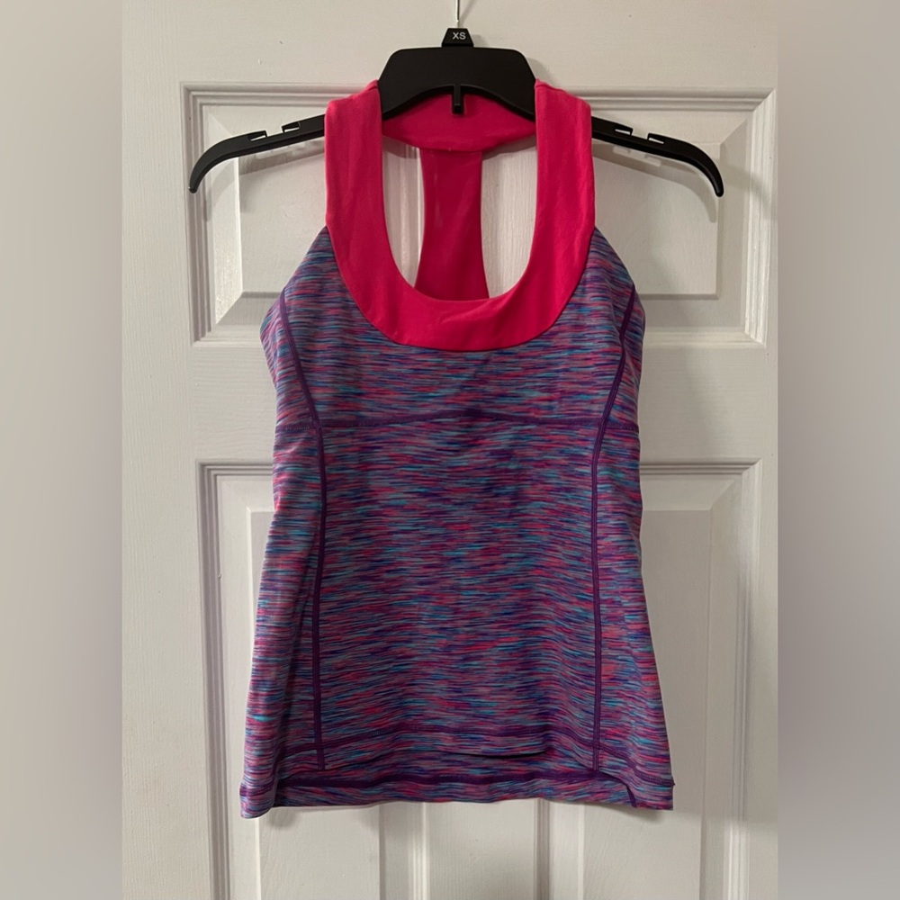 Lululemon Pink and Multicolor Athletic Tank Top